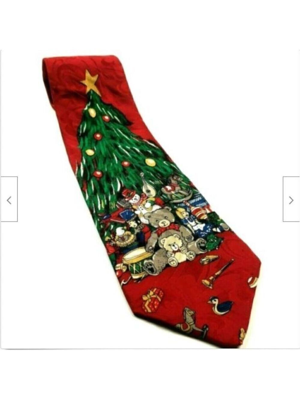 Christmas Tree Bears Drum Doll Novelty Silk Tie